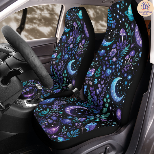 Celestial Woodland Moon Garden Car Seat Covers – High Quality Graphic and Polar Fleece Protector Set