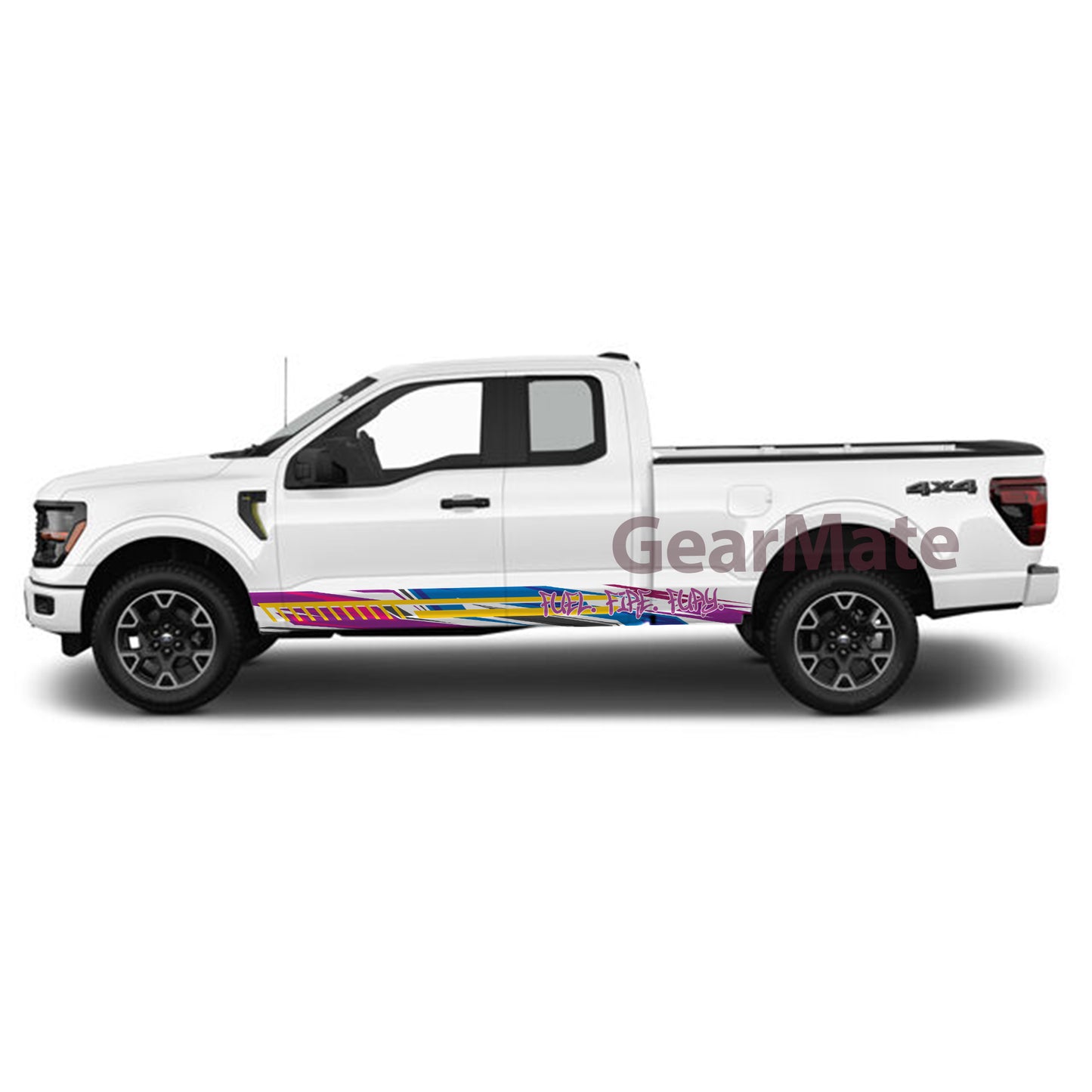 Fuel Fire Furry Rocker Panel Graphic Decal Kit (Left & Right Sides) - High Quality Vinyl for Trucks & SUVs
