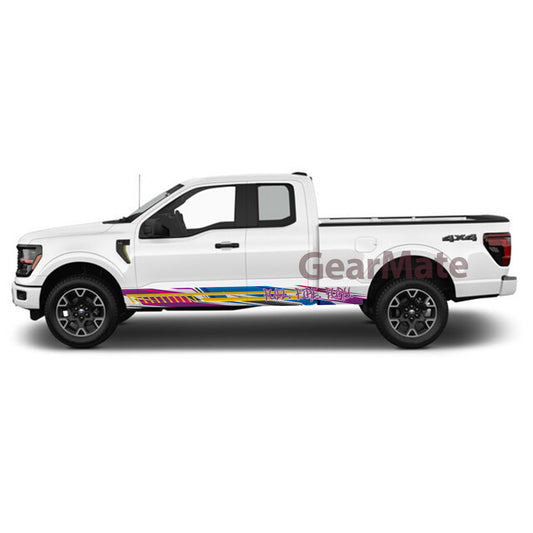 Fuel Fire Furry Rocker Panel Graphic Decal Kit (Left & Right Sides) - High Quality Vinyl for Trucks & SUVs