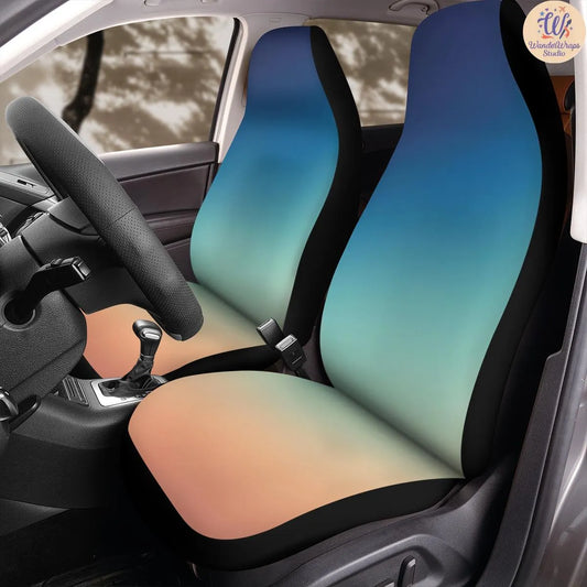 Ocean Sunset Ombre Car Seat Covers – High Quality Graphic and Polar Fleece Protector Set