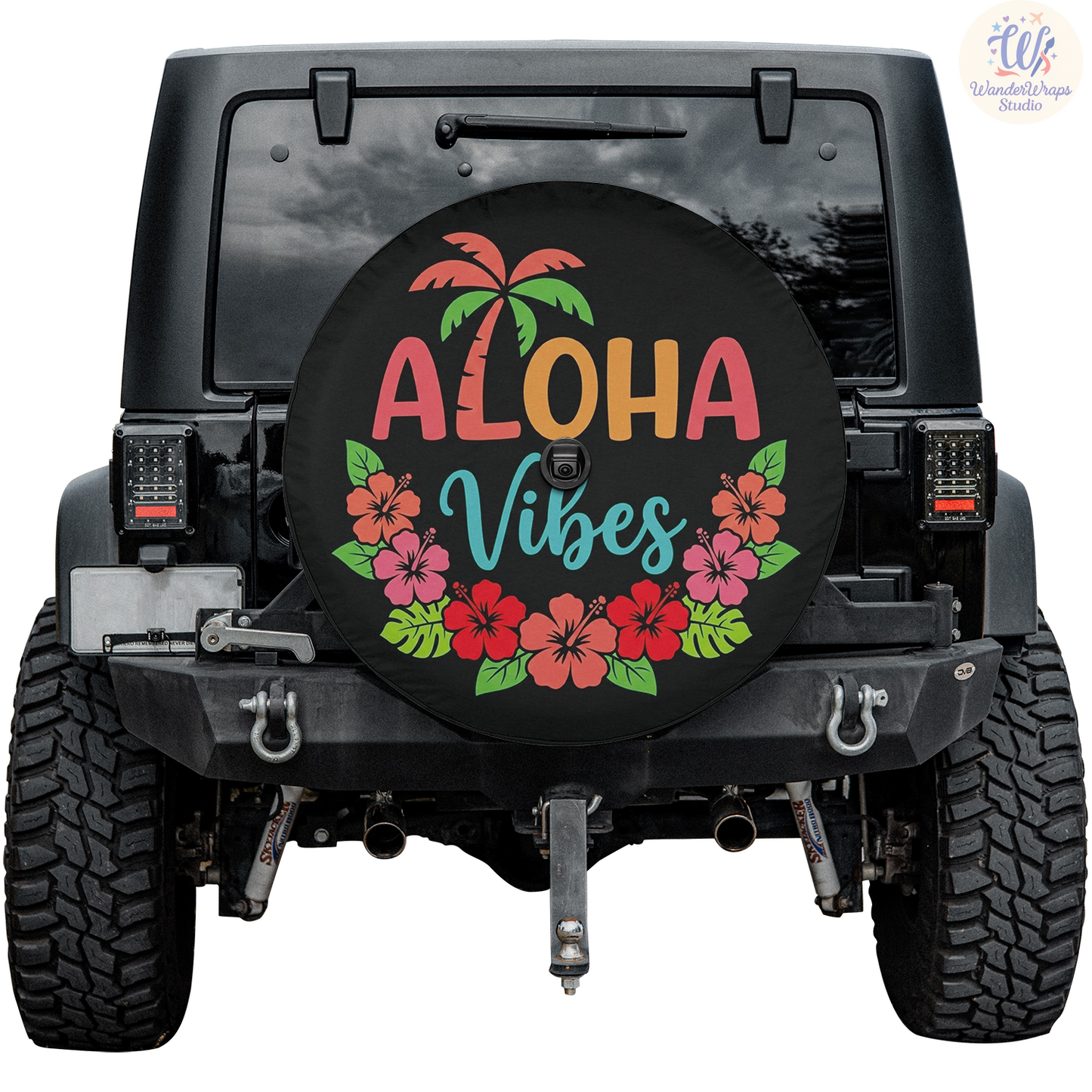 Aloha Vibes Spare Tire Cover – Waterproof UV Resistant Protector with Camera Hole