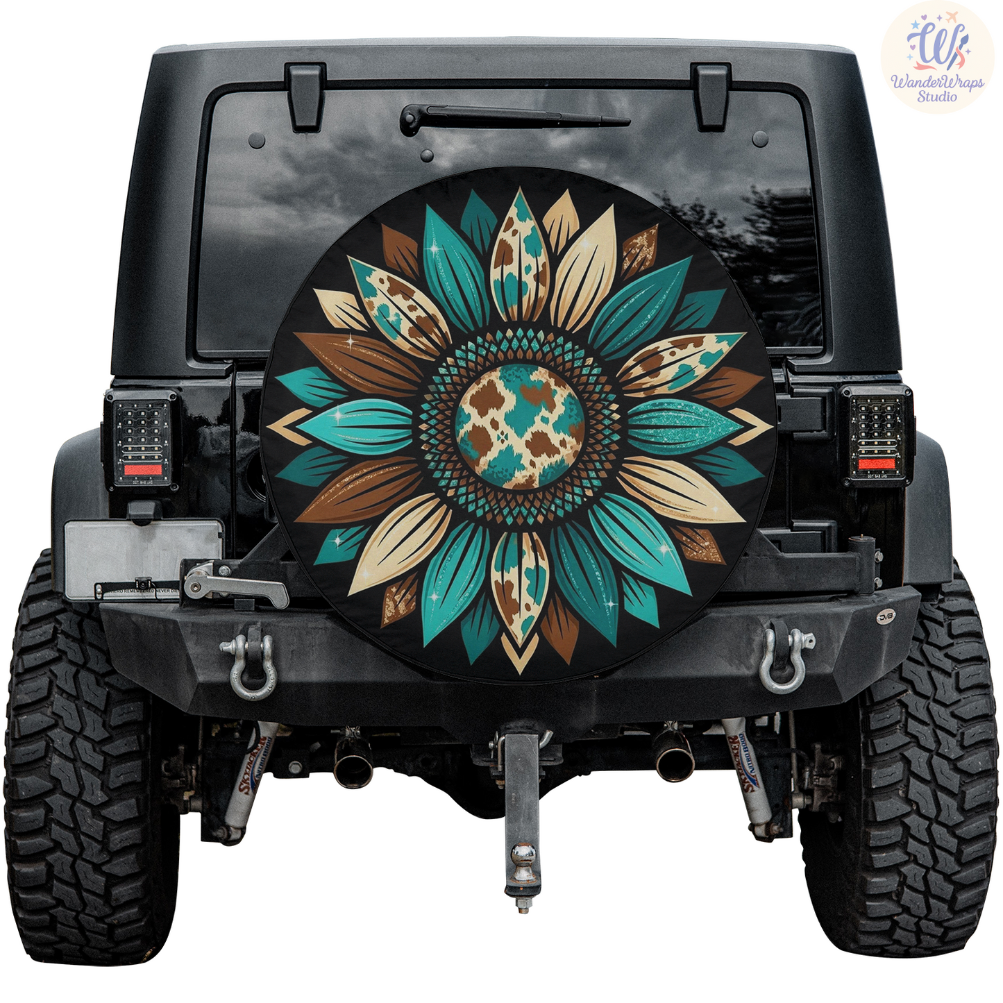 Sunflower Petals Spare Tire Cover – Waterproof UV Resistant Protector with Camera Hole