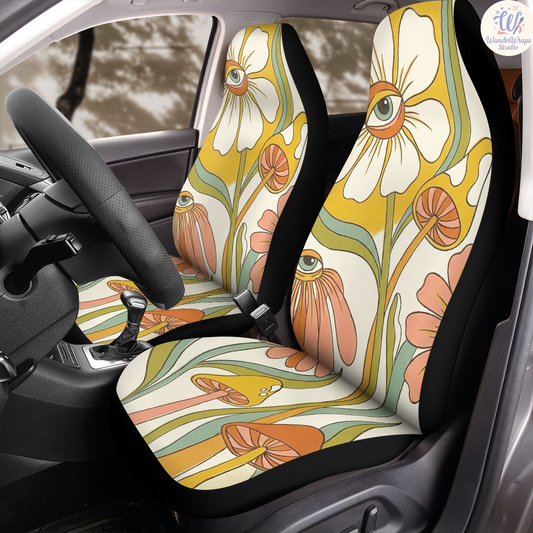 Groovy Garden Gaze Car Seat Covers – High Quality Graphic and Polar Fleece Protector Set