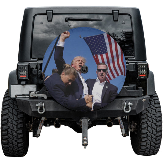Shooting Make Me Stronger Donald Trump Spare Tire Cover – Premium Waterproof UV Resistant Protector
