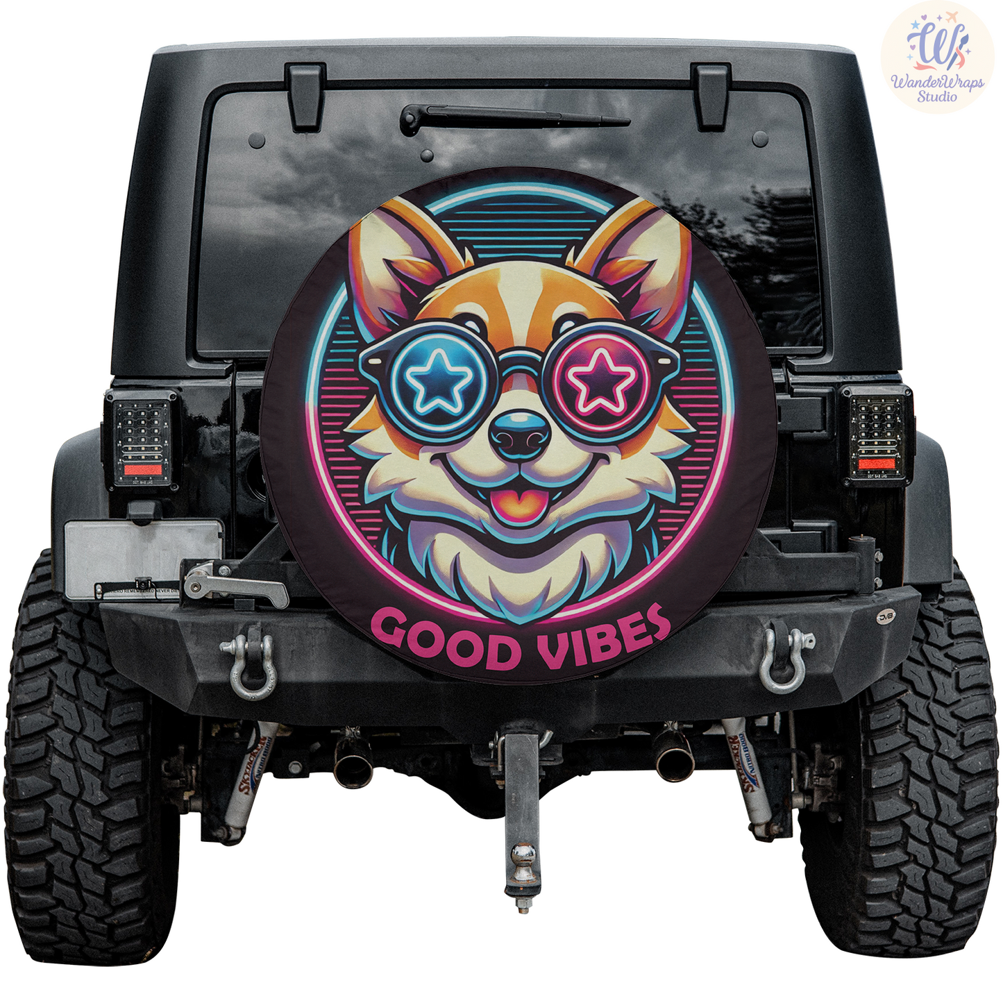 Cute Corgi Dog Spare Tire Cover – Waterproof UV Resistant Protector with Camera Hole
