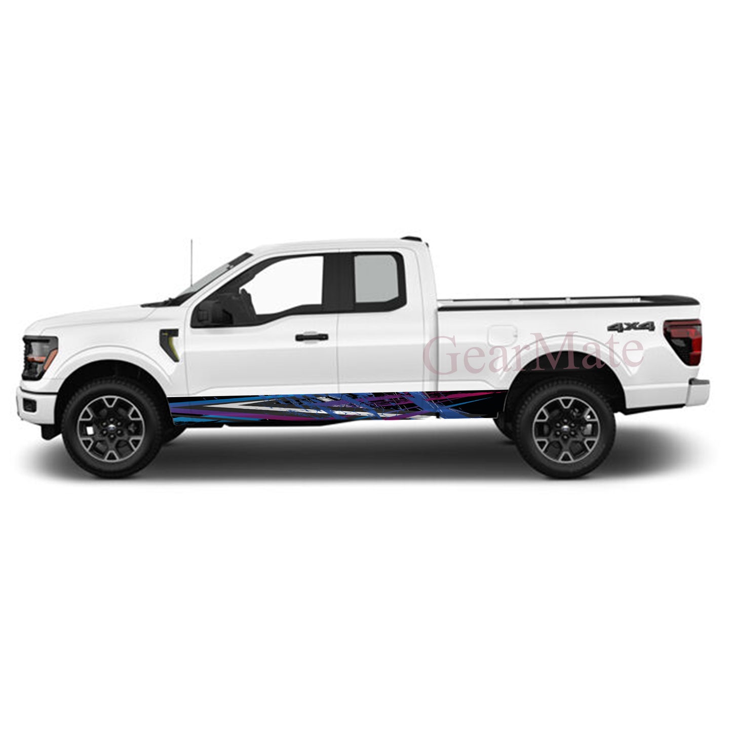 Racing Stripe Paint Blue Rocker Panel Graphic Decal Kit (Left & Right Sides) - High Quality Vinyl for Trucks & SUVs