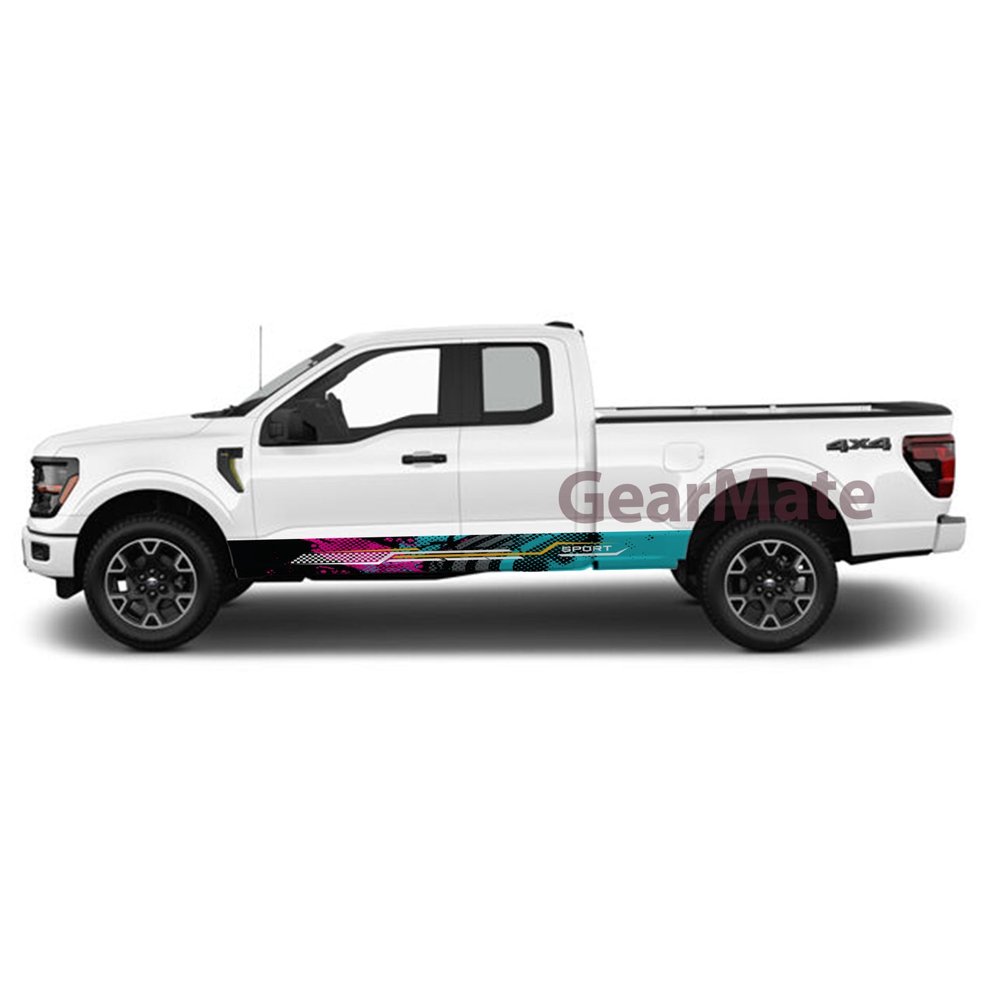 Sport Pink Green Rocker Panel Graphic Decal Kit (Left & Right Sides) - High Quality Vinyl for Trucks & SUVs