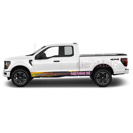 Burn Rubber Fast Rocker Panel Graphic Decal Kit (Left & Right Sides) - High Quality Vinyl for Trucks & SUVs