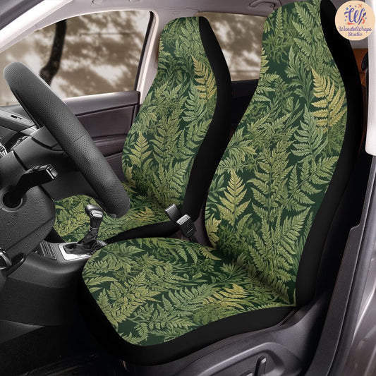 Forest Fern Botanical Pattern Car Seat Covers – High Quality Graphic and Polar Fleece Protector Set