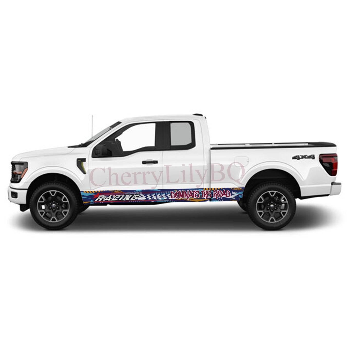 Dominate the Road Rocker Panel Graphic Decal Kit (Left & Right Sides) - High Quality Vinyl for Trucks & SUVs