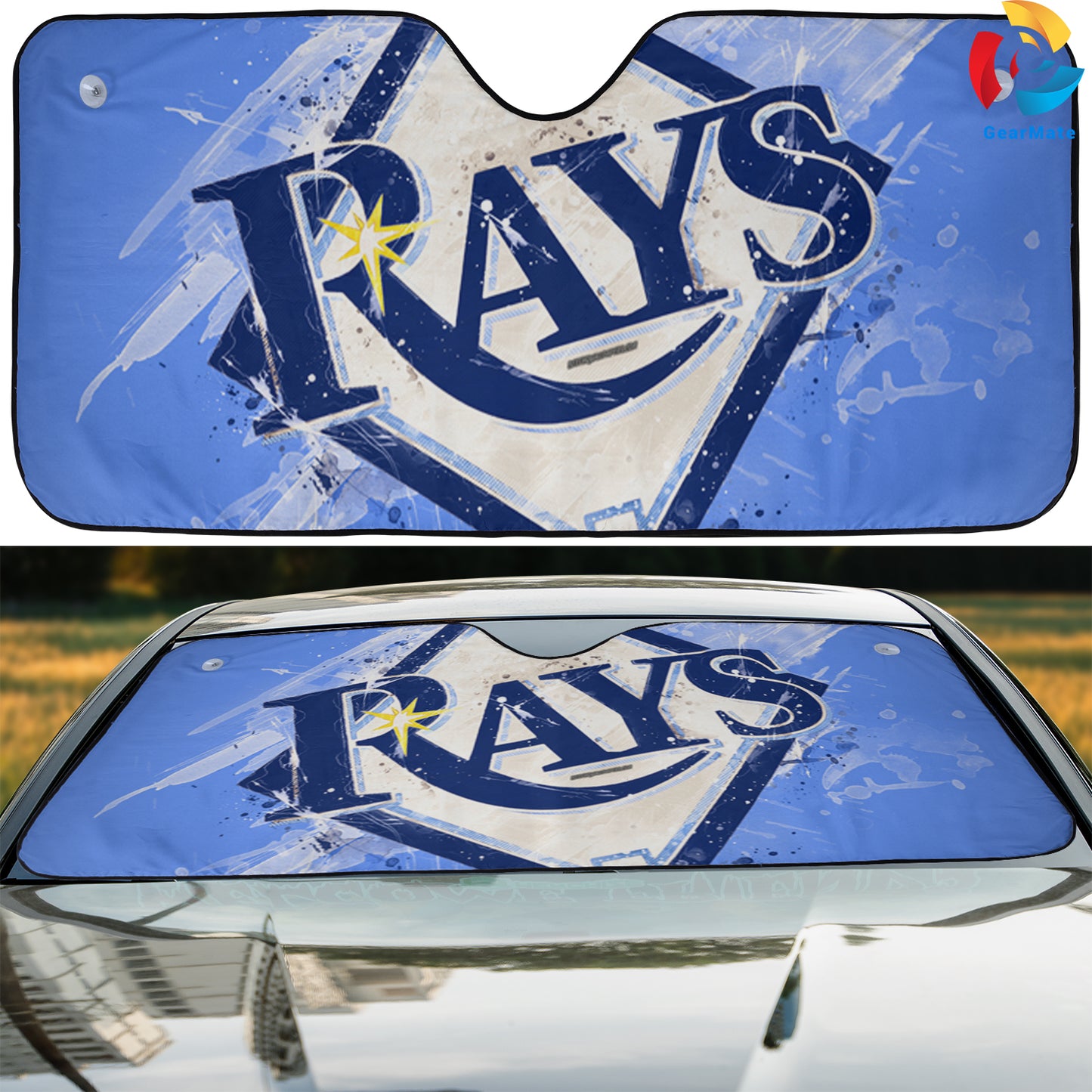 Tampa Bay Rays MLB Baseball Team Car Cover Reflective Car Sunshade – Premium Heat & UV Protection, Universal Fit