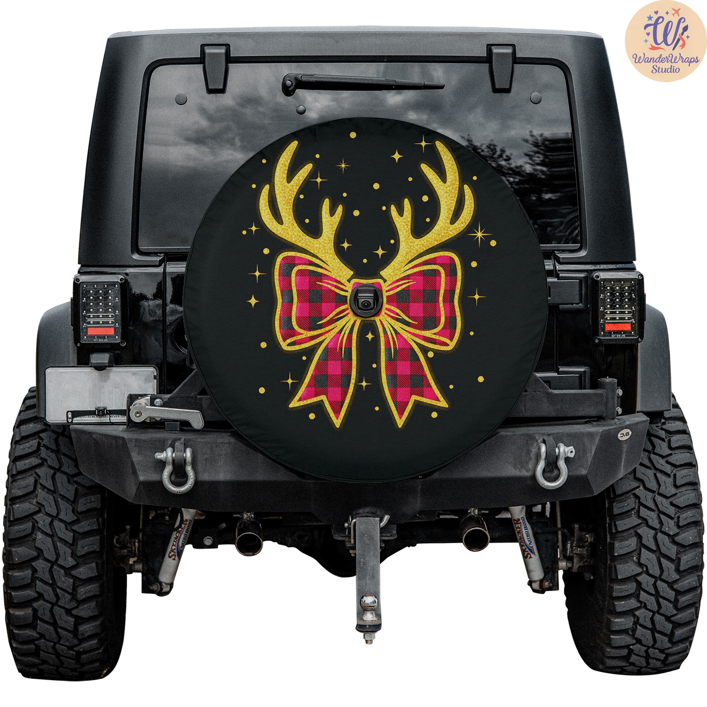 Pink Buffalo Plaid Spare Tire Cover – Waterproof UV Resistant Protector with Camera Hole