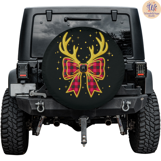 Pink Buffalo Plaid Spare Tire Cover – Waterproof UV Resistant Protector with Camera Hole