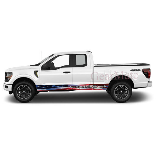 By The People For The People Rocker Panel Graphic Decal Kit (Left & Right Sides) - High Quality Vinyl for Trucks & SUVs