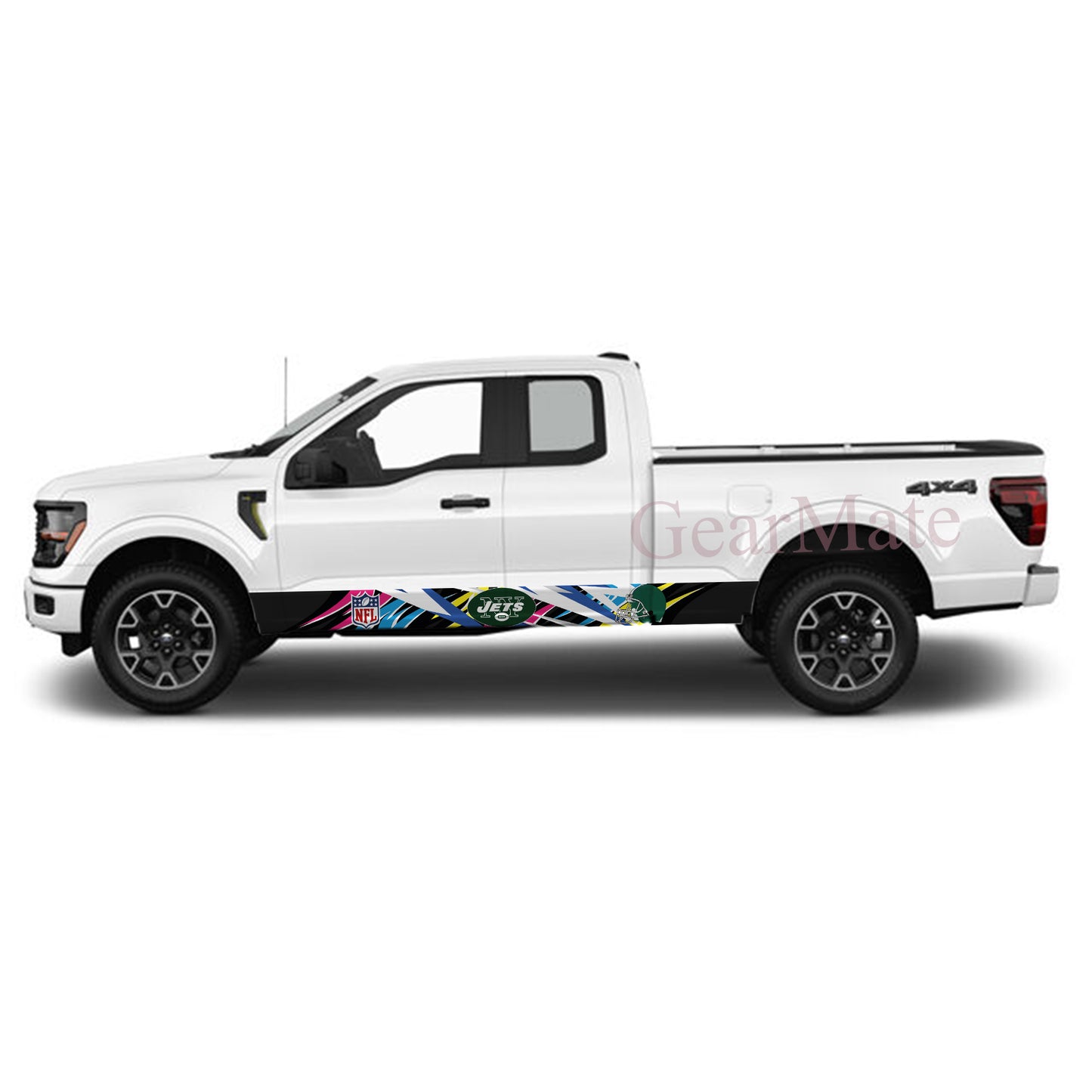 NFL New York Jets 2 Rocker Panel Graphic Decal Kit (Left & Right Sides) - High Quality Vinyl for Trucks & SUVs