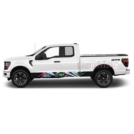NFL New York Jets 2 Rocker Panel Graphic Decal Kit (Left & Right Sides) - High Quality Vinyl for Trucks & SUVs