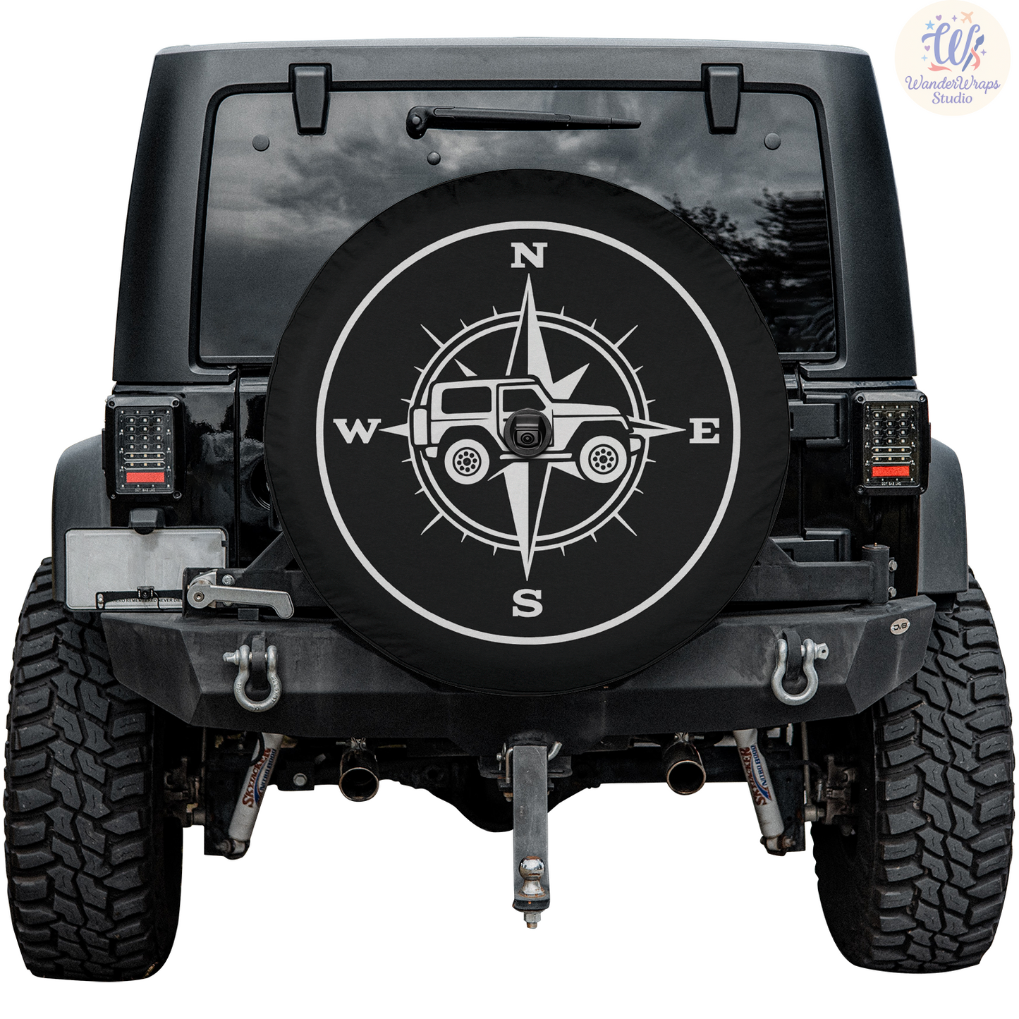 Jeep Compass Spare Tire Cover – Waterproof UV Resistant Protector with Camera Hole