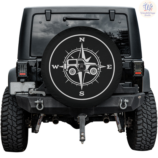 Jeep Compass Spare Tire Cover – Waterproof UV Resistant Protector with Camera Hole
