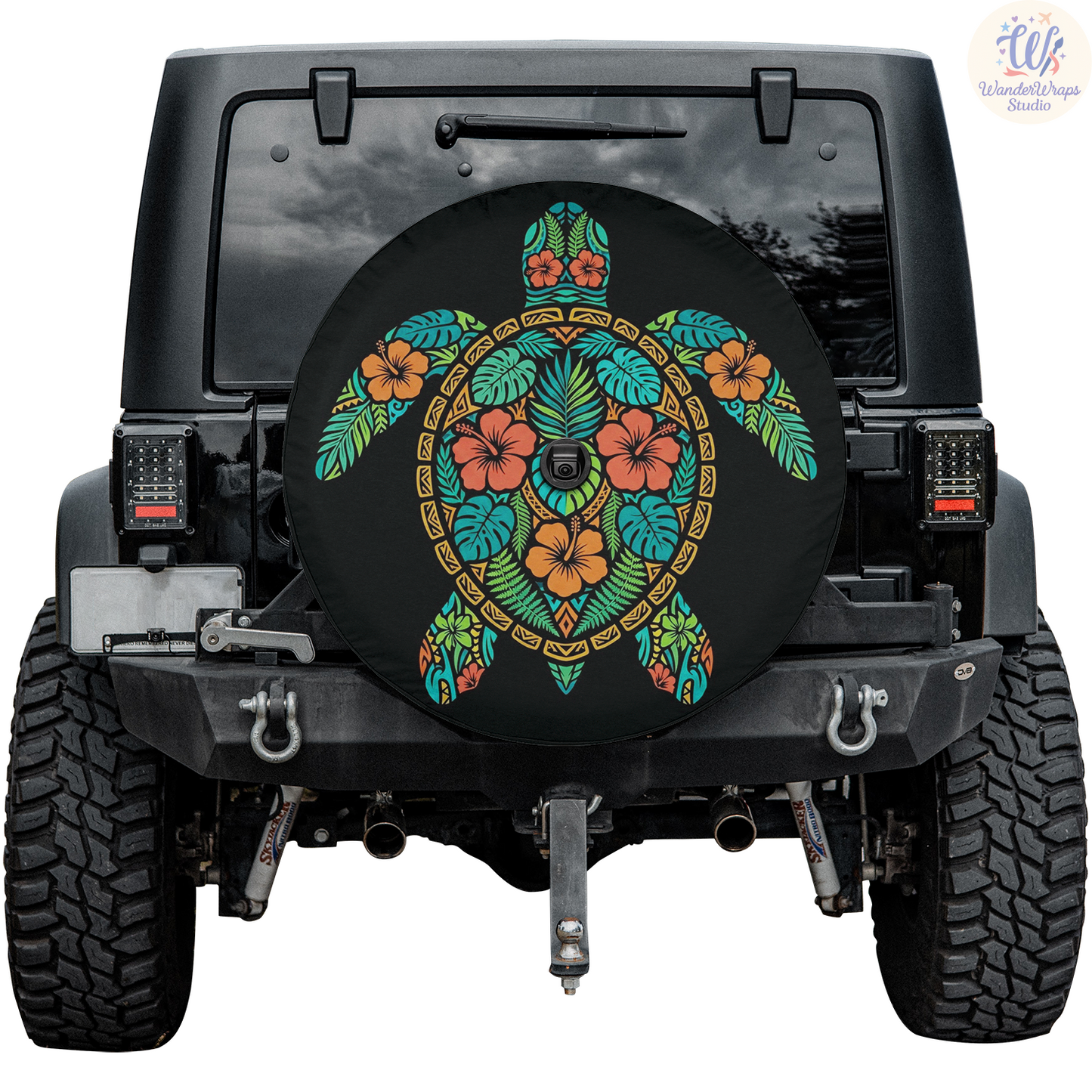 Tropical Turtle Patterns Spare Tire Cover – Waterproof UV Resistant Protector with Camera Hole