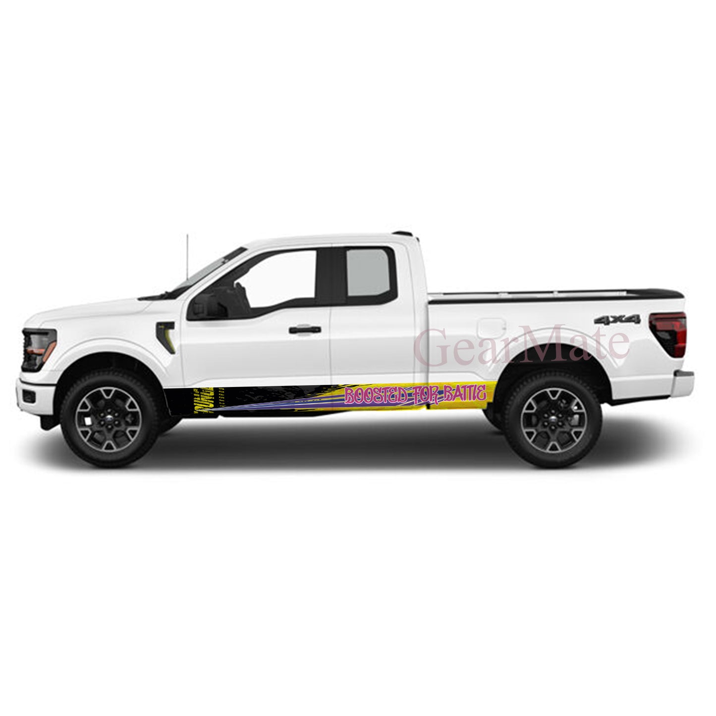Boosted For Battle Rocker Panel Graphic Decal Kit (Left & Right Sides) - High Quality Vinyl for Trucks & SUVs