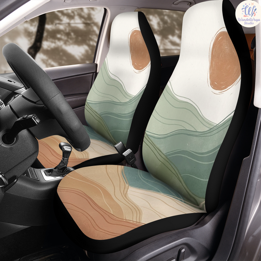 Boho Sun Car Seat Covers – High Quality Graphic and Polar Fleece Protector Set