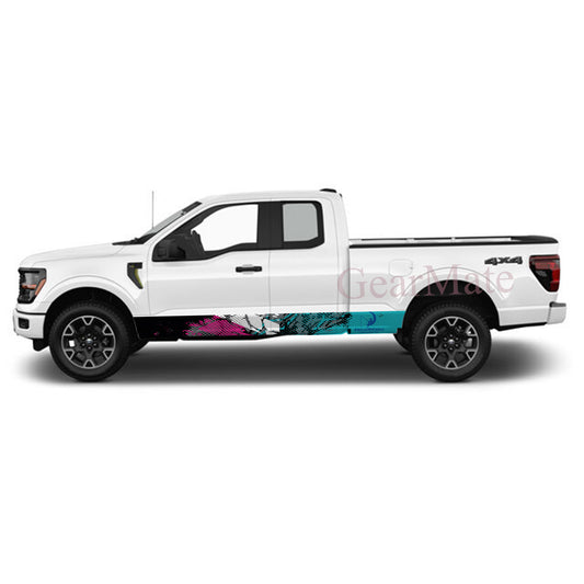 Sport Pink Green Dreamworks Animation Rocker Panel Graphic Decal Kit (Left & Right Sides) - High Quality Vinyl for Trucks & SUVs