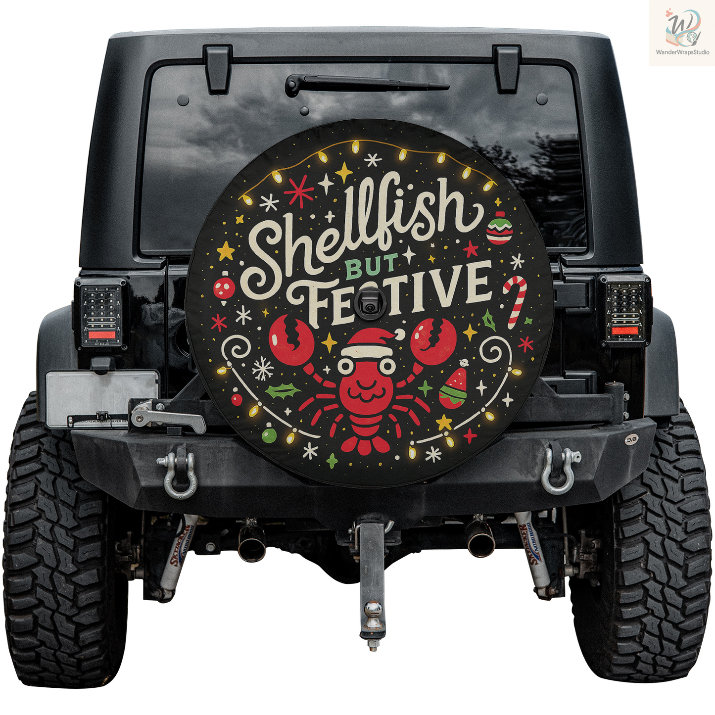 Shellfish But Festive Spare Tire Cover – Waterproof UV Resistant Protector with Camera Hole