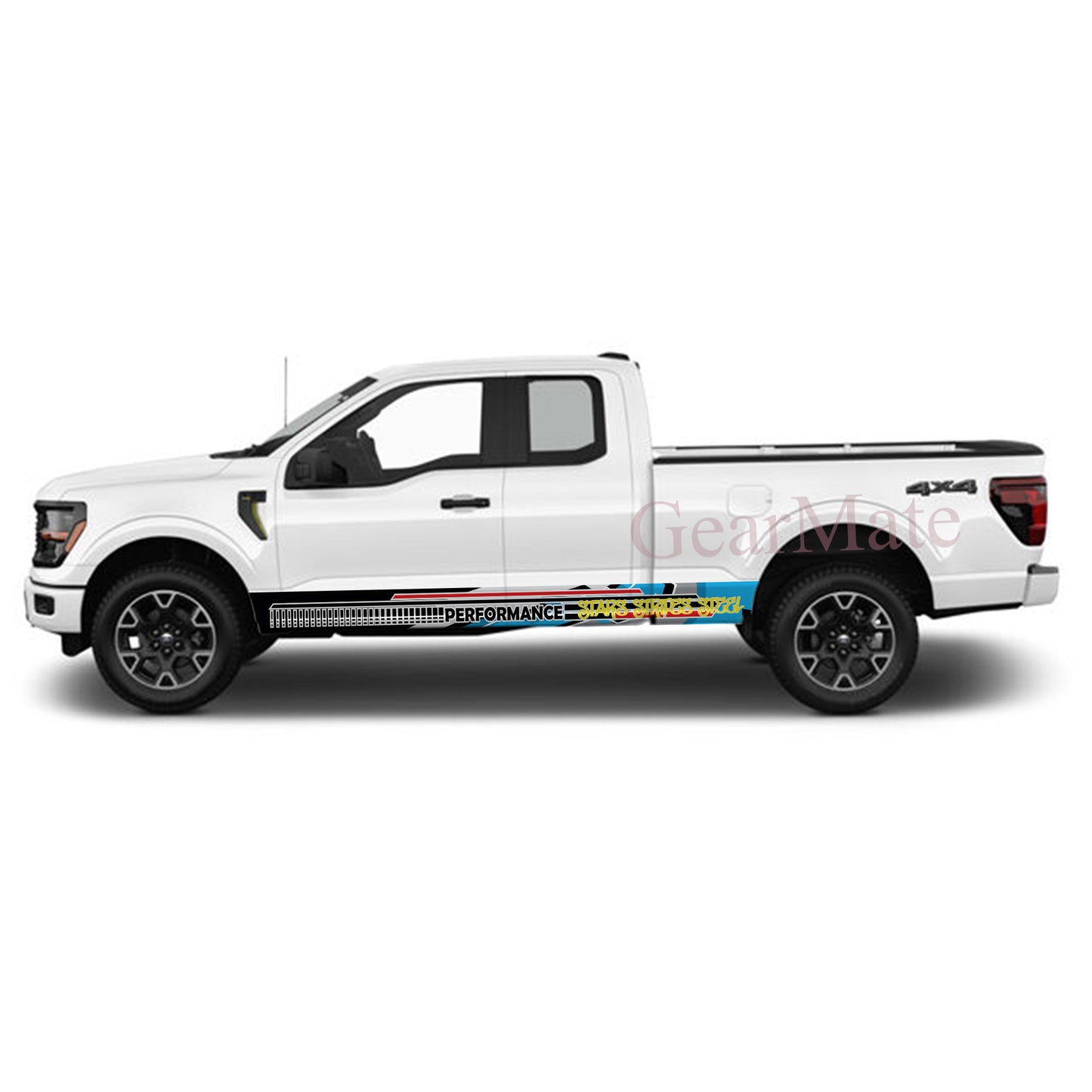 Stars Stripes Steel Rocker Panel Graphic Decal Kit (Left & Right Sides) - High Quality Vinyl for Trucks & SUVs