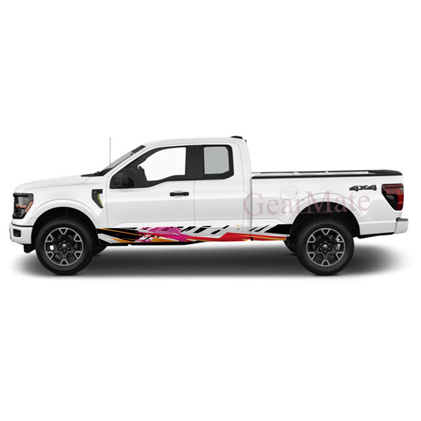 Racing Pink Black Panel Graphic Decal Kit (Left & Right Sides) - High Quality Vinyl for Trucks & SUVs