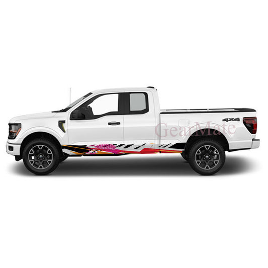 Racing Pink Black Panel Graphic Decal Kit (Left & Right Sides) - High Quality Vinyl for Trucks & SUVs