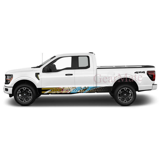 Sport Art Blue Pink Panel Graphic Decal Kit (Left & Right Sides) - High Quality Vinyl for Trucks & SUVs