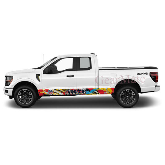 NFL Los Angeles Chargers 1 Rocker Panel Graphic Decal Kit (Left & Right Sides) - High Quality Vinyl for Trucks & SUVs