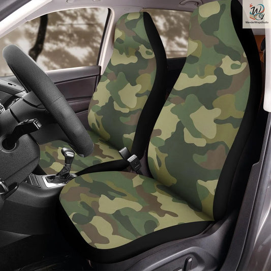 Classic Woodland Camouflage Car Seat Covers – High Quality Graphic and Polar Fleece Protector Set
