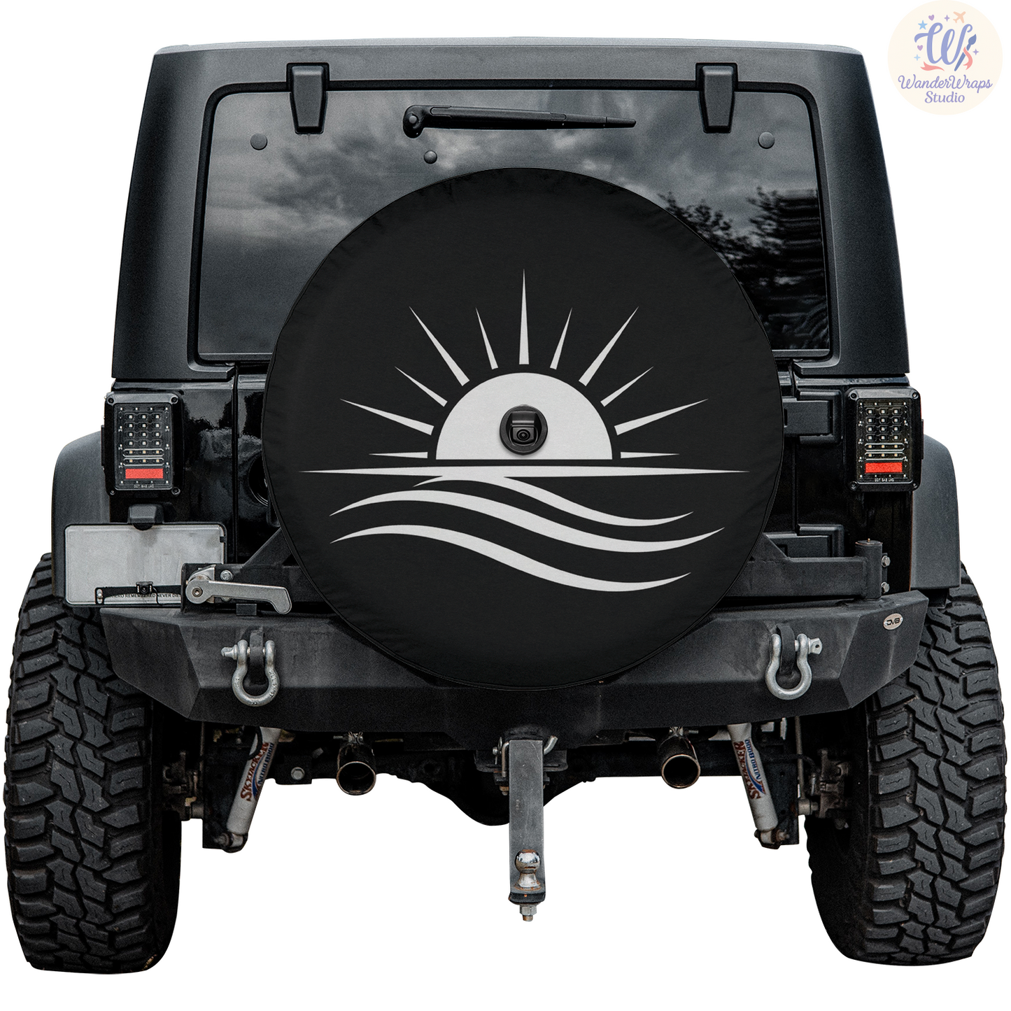 Sunset Over Ocean Spare Tire Cover – Waterproof UV Resistant Protector with Camera Hole