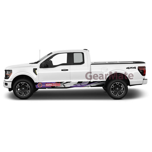 Racing Marvel Captain America What If Rocker Panel Graphic Decal Kit (Left & Right Sides) - High Quality Vinyl for Trucks & SUVs