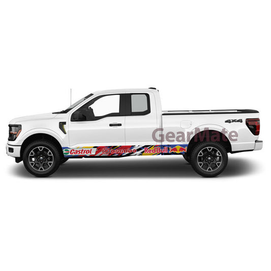 Racing Stripe RY Brembo Castrol Redbull Rocker Panel Graphic Decal Kit (Left & Right Sides) - High Quality Vinyl for Trucks & SUVs