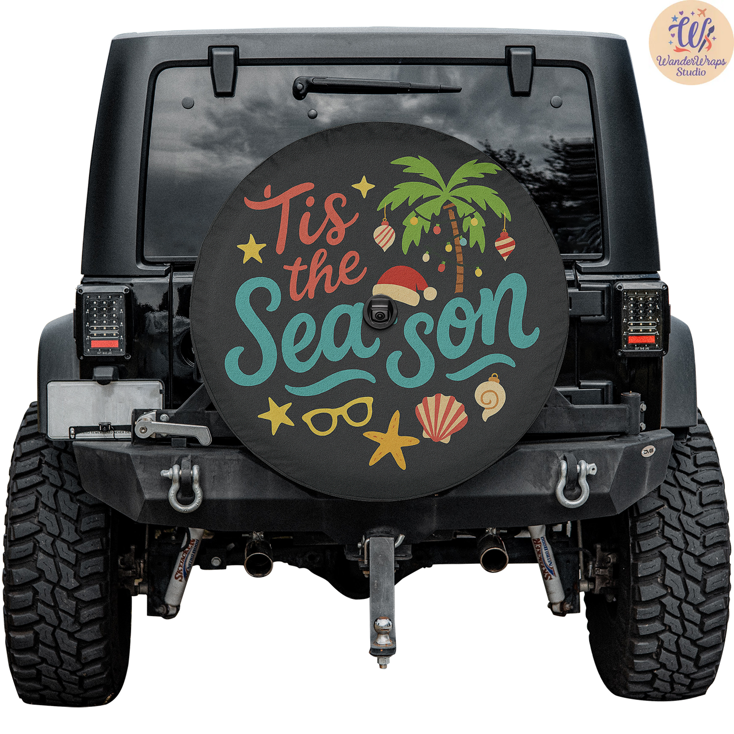 Tis The Season Spare Tire Cover – Waterproof UV Resistant Protector with Camera Hole