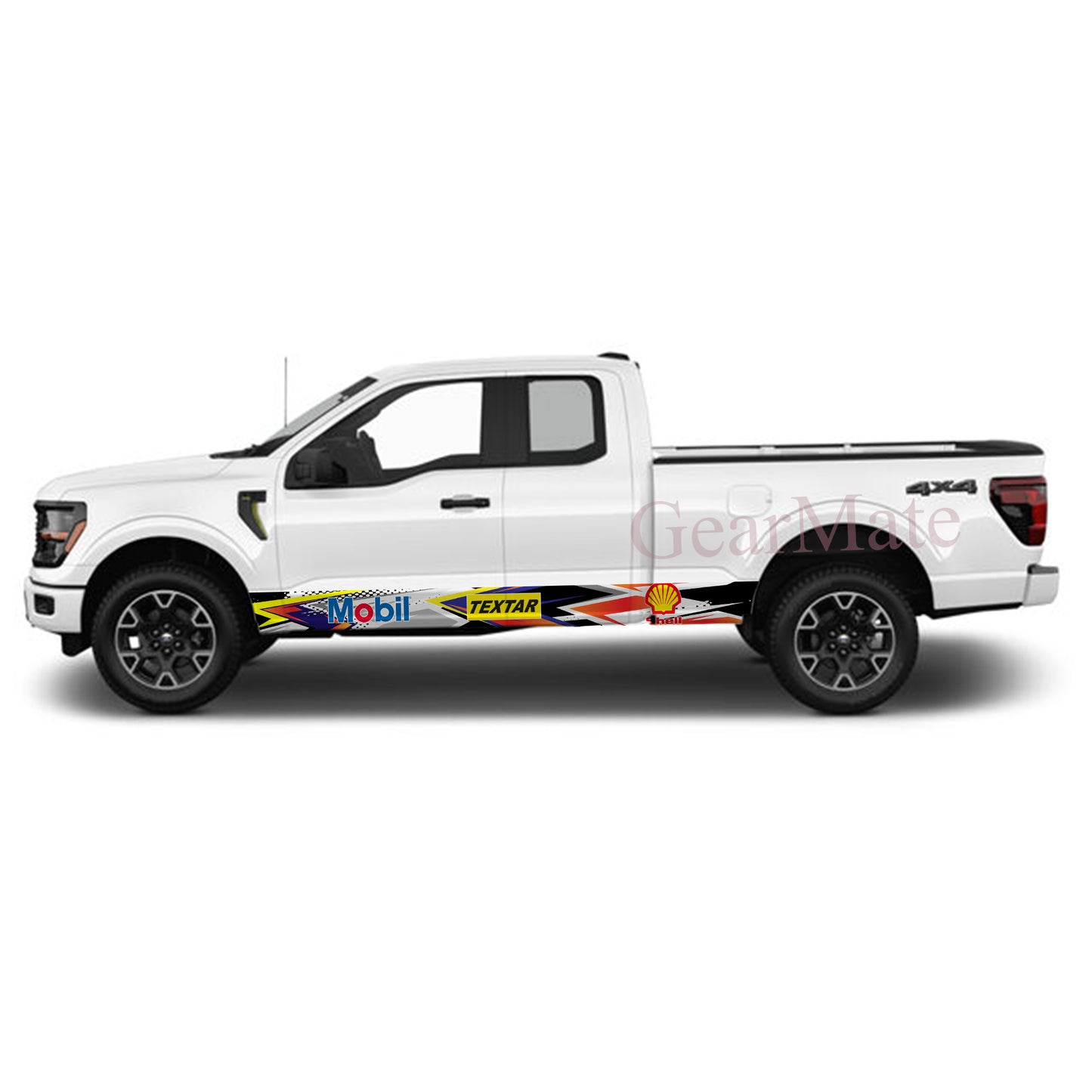 Orange Blue Mobil Rocker Panel Graphic Decal Kit (Left & Right Sides) - High Quality Vinyl for Trucks & SUVs