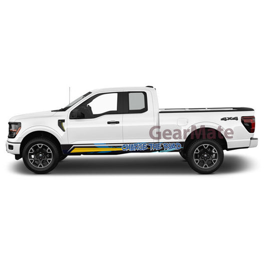 Charge the Road Rocker Panel Graphic Decal Kit (Left & Right Sides) - High Quality Vinyl for Trucks & SUVs