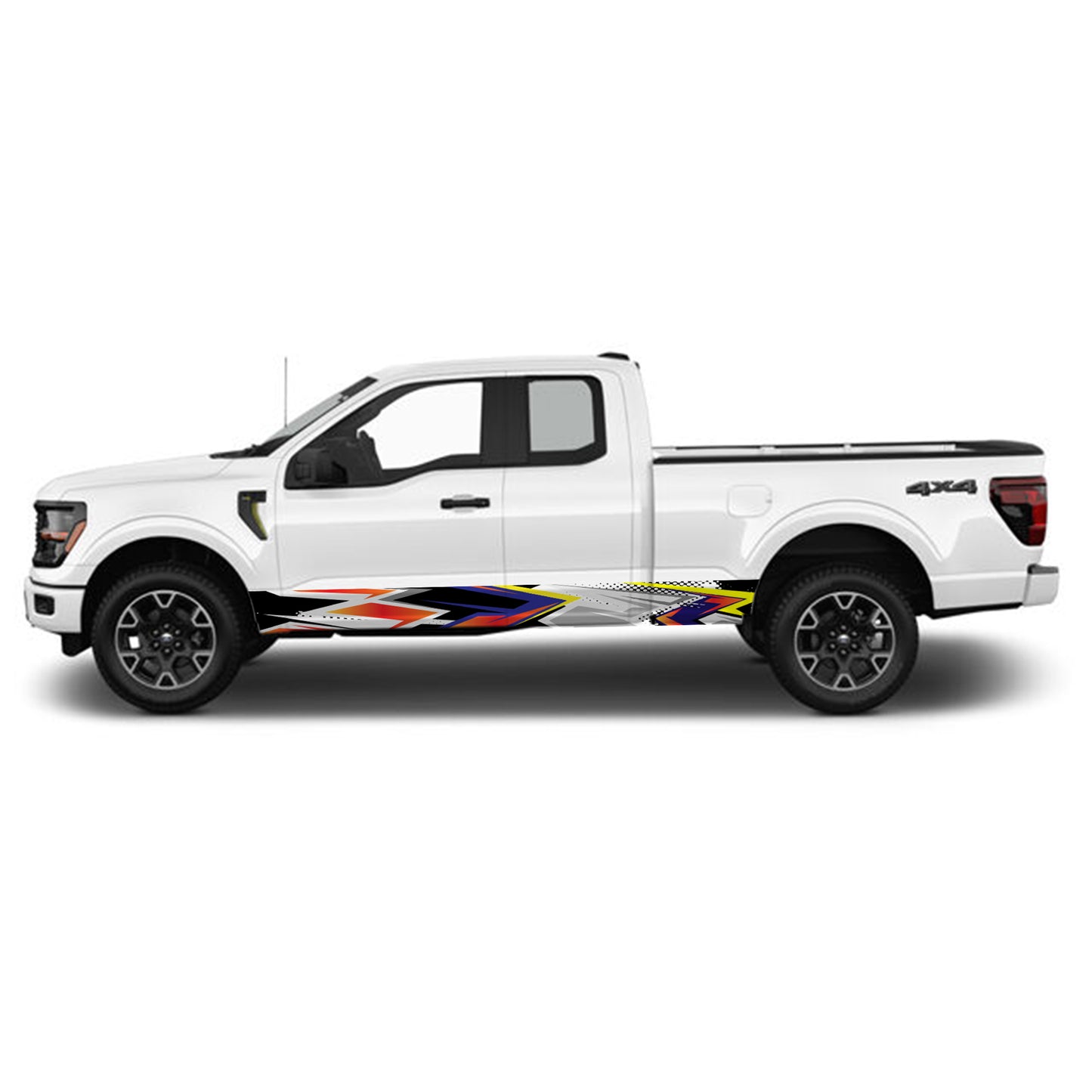 Orange Blue Rocker Panel Graphic Decal Kit (Left & Right Sides) - High Quality Vinyl for Trucks & SUVs