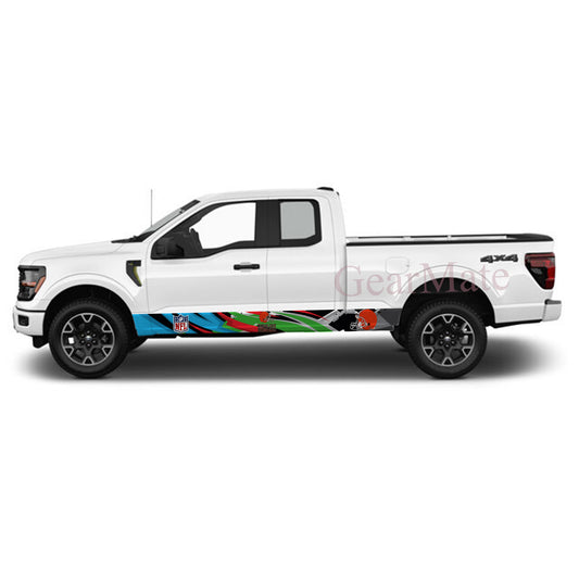 NFL Cleveland Browns 2 Rocker Panel Graphic Decal Kit (Left & Right Sides) - High Quality Vinyl for Trucks & SUVs
