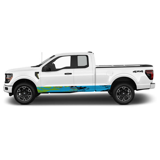 Racing Green Blue Rocker Panel Graphic Decal Kit (Left & Right Sides) - High Quality Vinyl for Trucks & SUVs