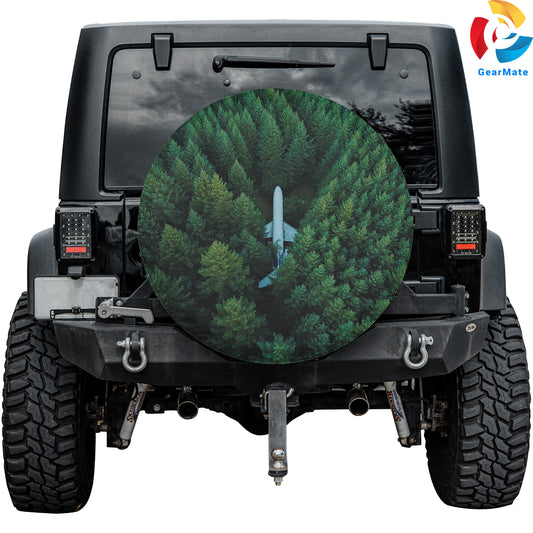 Airplane Green Trees Spare Tire Cover – Premium Waterproof UV Resistant Protector