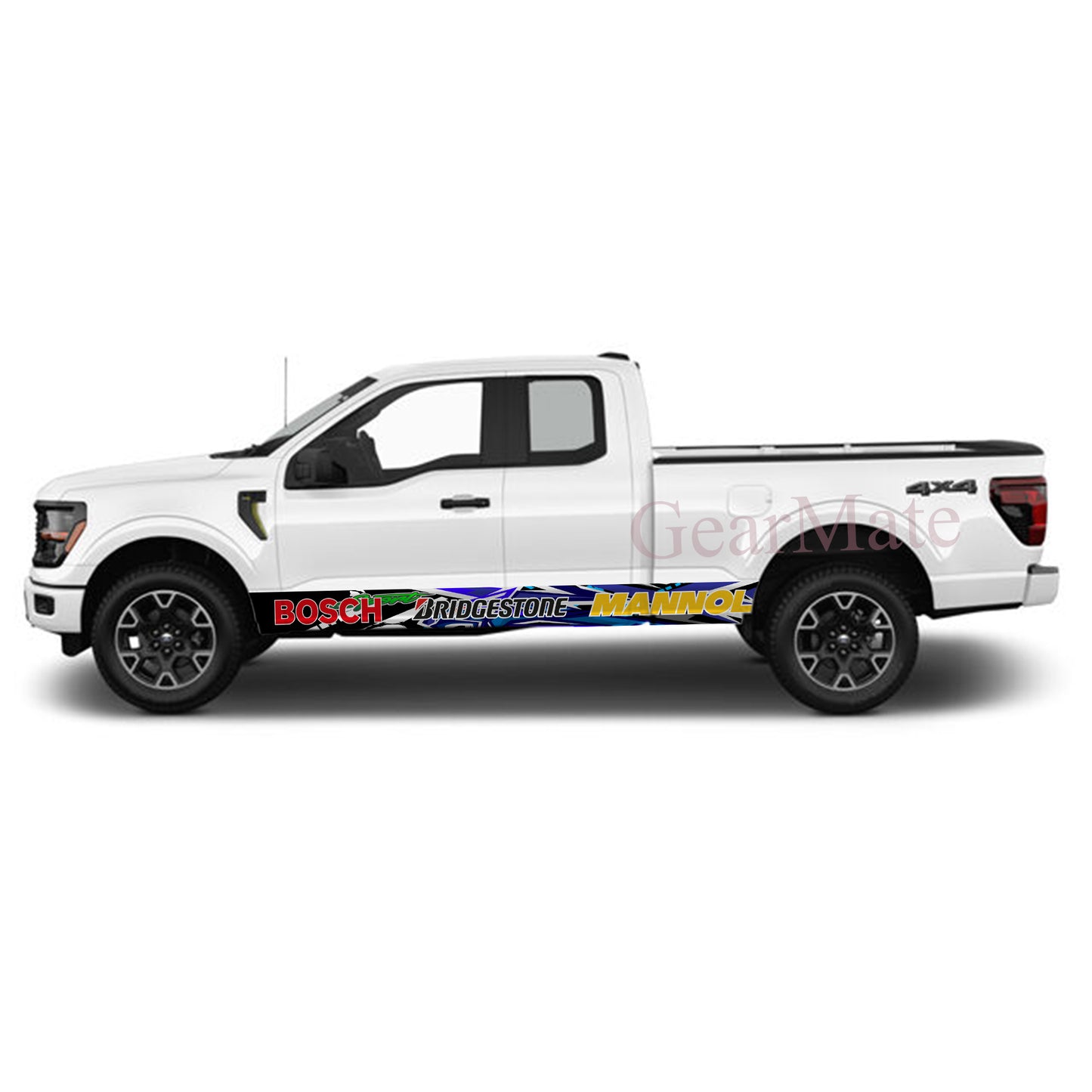 Tiger Blue Bridgestone Rocker Panel Graphic Decal Kit (Left & Right Sides) - High Quality Vinyl for Trucks & SUVs