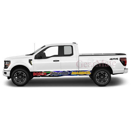 Tiger Blue Bridgestone Rocker Panel Graphic Decal Kit (Left & Right Sides) - High Quality Vinyl for Trucks & SUVs