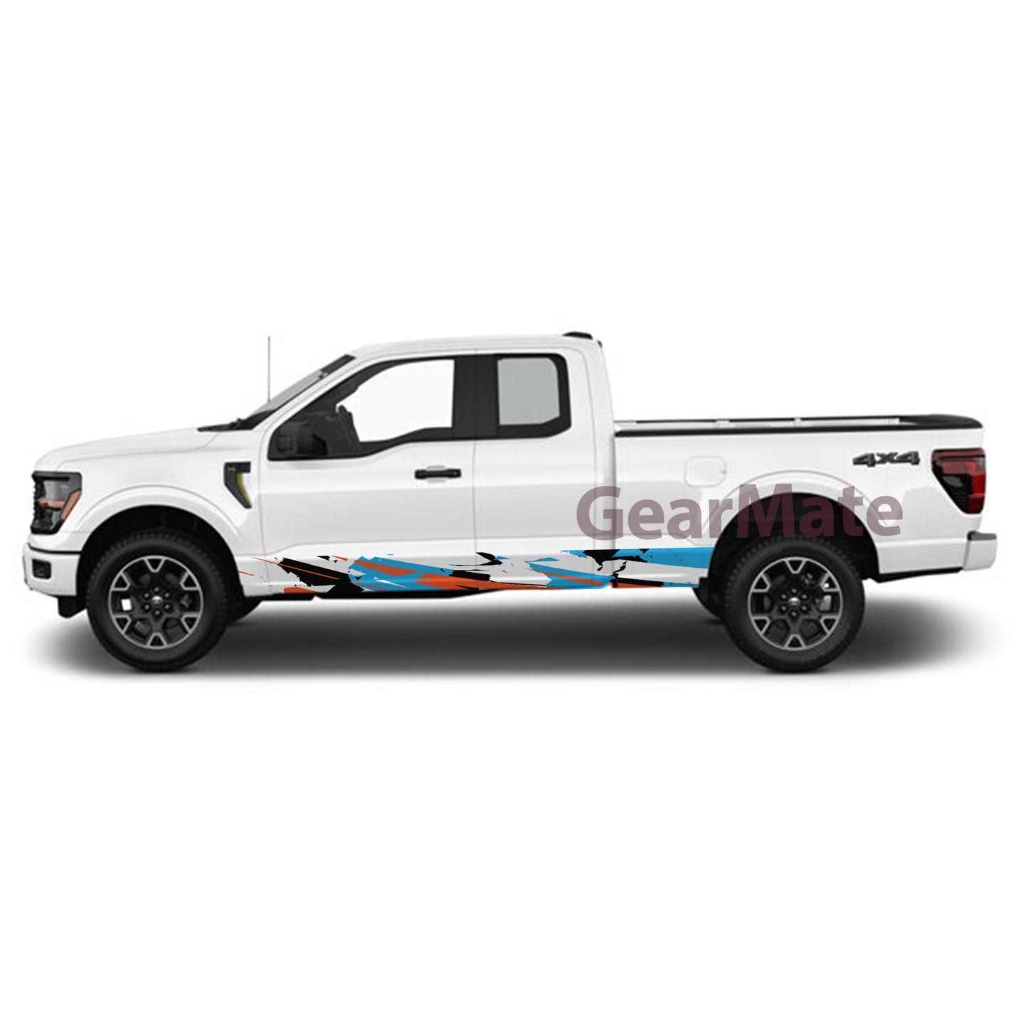 Racing Sky Blue Rocker Panel Graphic Decal Kit (Left & Right Sides) - High Quality Vinyl for Trucks & SUVs