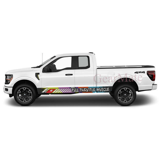 Full Throttle Muscle Rocker Panel Graphic Decal Kit (Left & Right Sides) - High Quality Vinyl for Trucks & SUVs