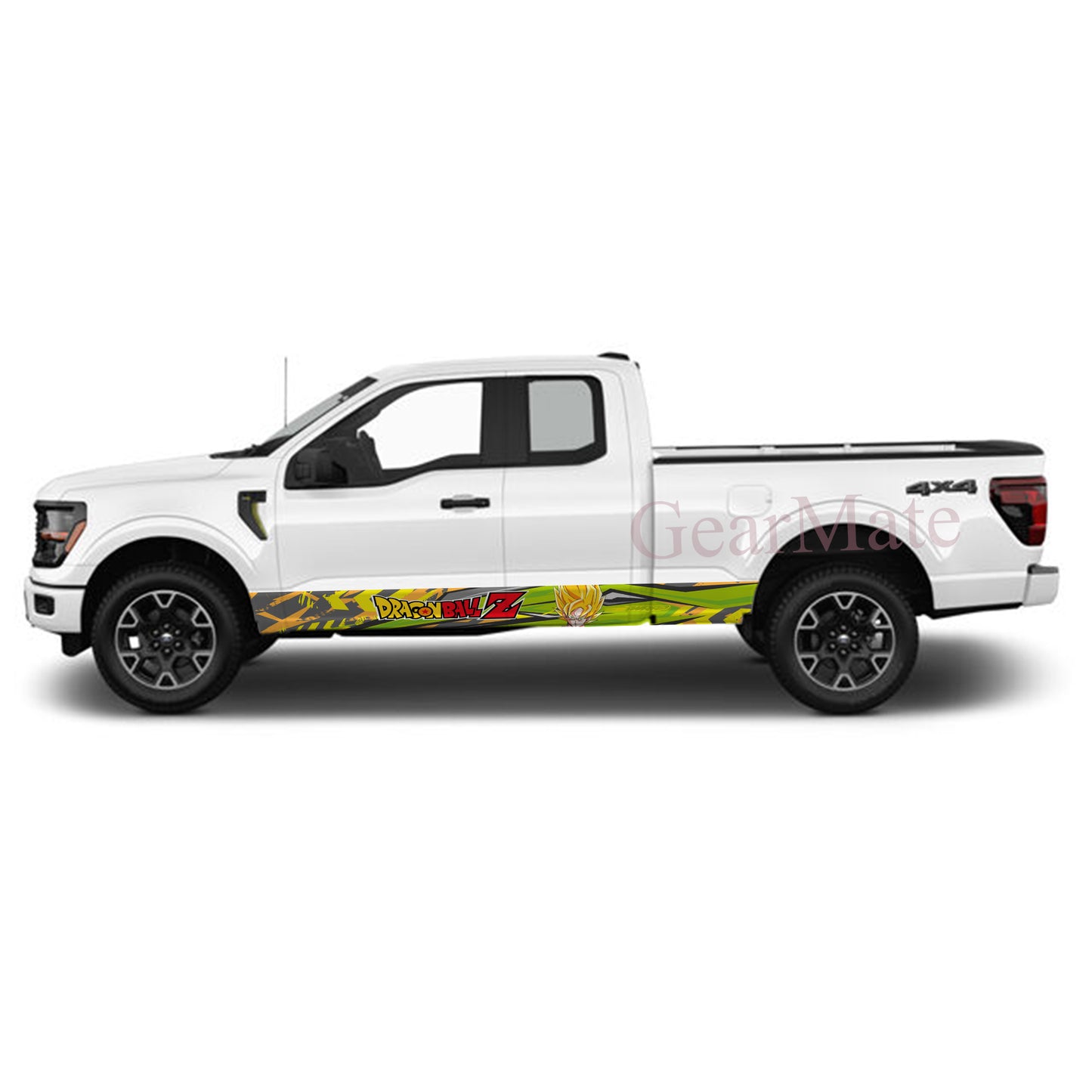 Green Speed Dragon Ball Goku Rocker Panel Graphic Decal Kit (Left & Right Sides) - High Quality Vinyl for Trucks & SUVs