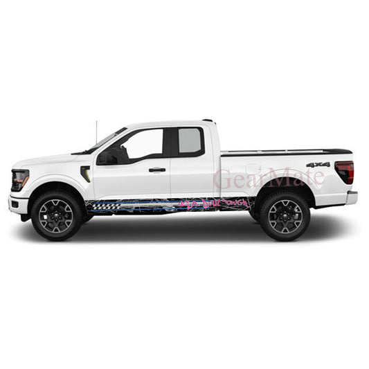 USA Built Tough Rocker Panel Graphic Decal Kit (Left & Right Sides) - High Quality Vinyl for Trucks & SUVs
