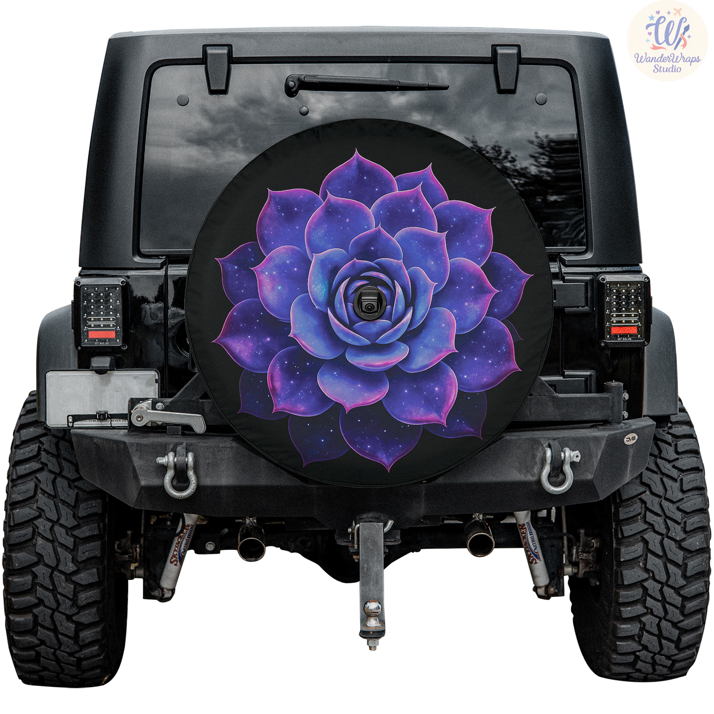 Galaxy Echeveria Spare Tire Cover – Waterproof UV Resistant Protector with Camera Hole